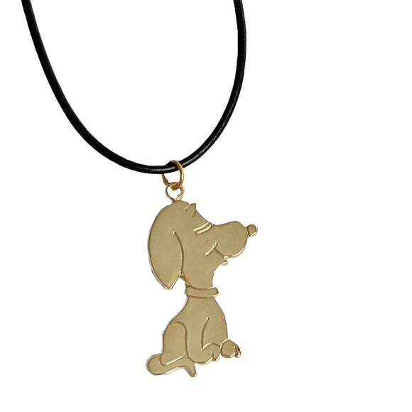 Vintage Snoopy Necklace Pendant Gold Tone Peanuts Cartoon Dangle Dog Peanuts 24" - Picture 2 of 12